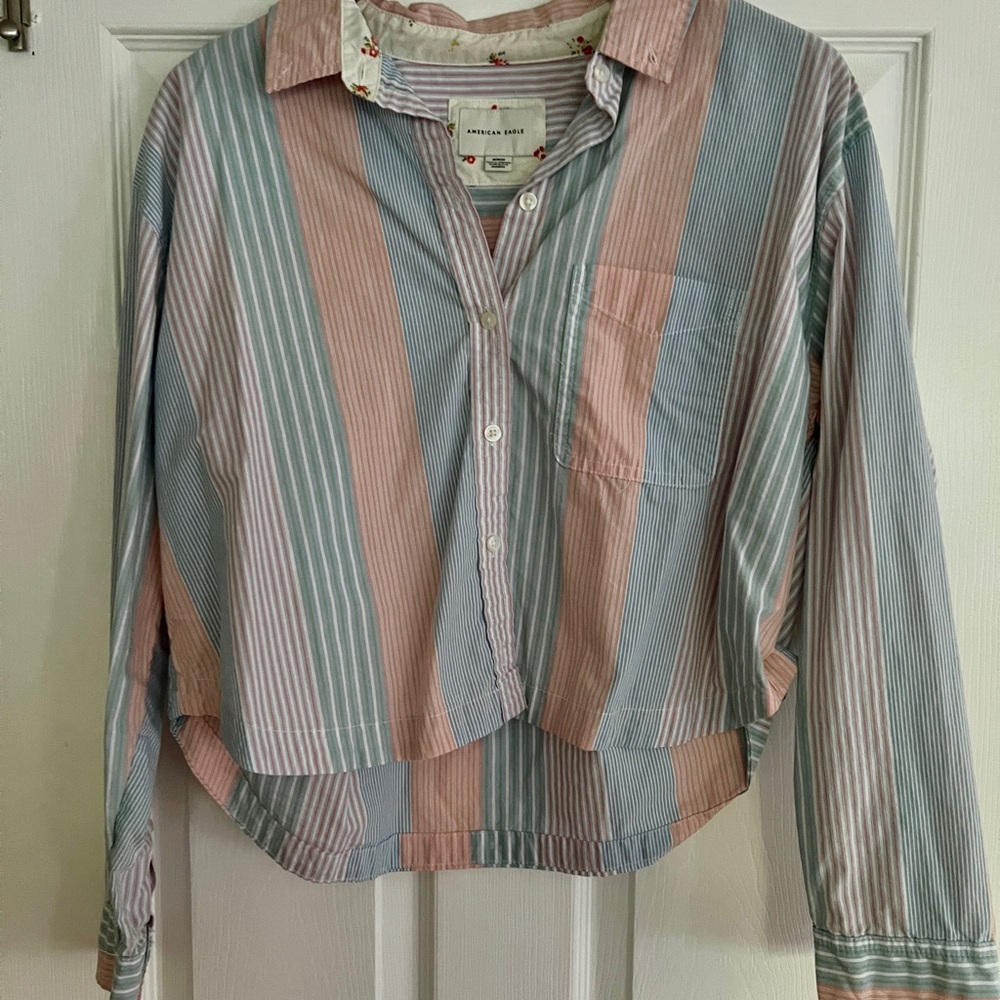 American Eagle Outfitters Multicolor Striped Button Down Shirt